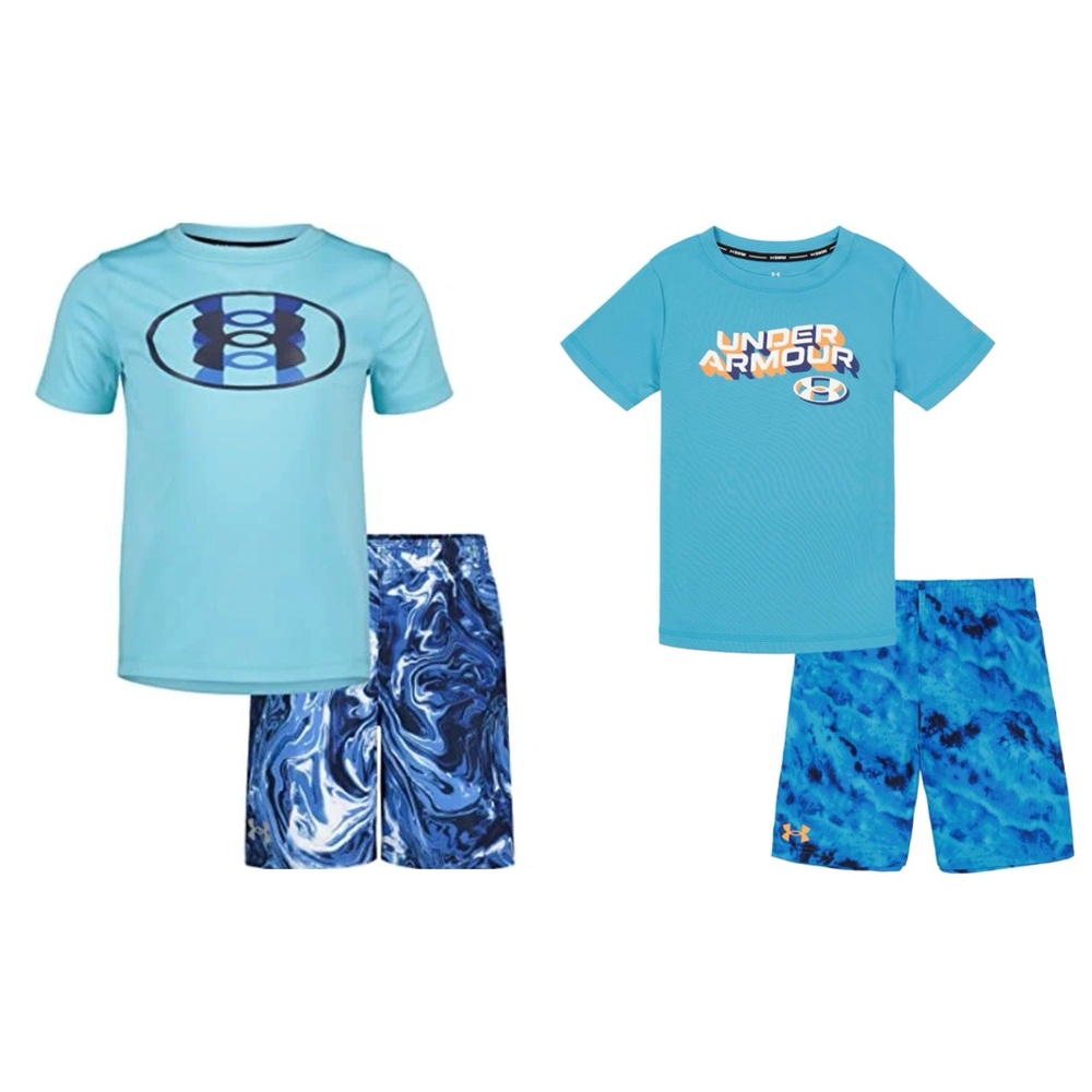 2 Under Armour Swim Set 4T / 4 Little Boys Bundle Rashguard and Trunks
